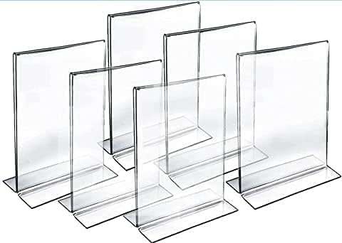 CPI Acrylic Sign Holder T Shape Double Sided Portrait Style Menu Ad Frame Display Stand Table Top Perfect for Restaurants, Promotions, Photo Frames, and Classroom (4INCHX6INCH, A6 PACK OF 6) 1