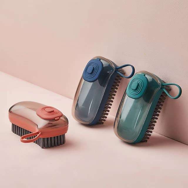 YELONA® Dish Soap Dispenser Scrub Cleaning Brush Set Household Cleaning Tools Washing Brush for Laundry Cloth Shoe, Good Scrubber Cleaner for Bathroom Kitchen Tub Shower Sink Carpet-[Pack of 3] 1