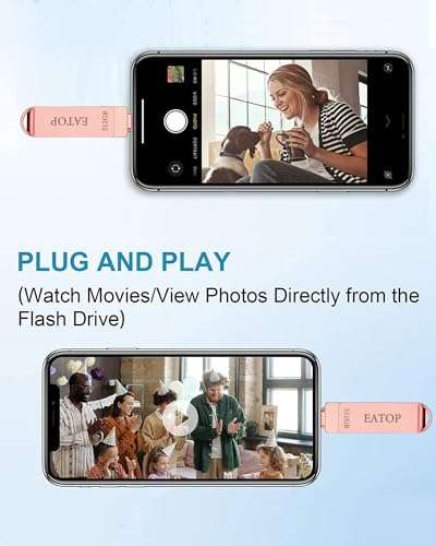 EATOP 512GB Photo Stick for iPhone Flash Drive, USB Memory Stick Thumb Drives High Speed USB Stick External Storage Compatible for iPhone iPad Android PC (Rose Gold) 4