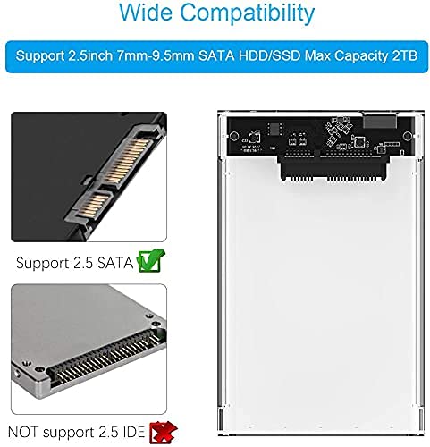 Technotech 2.5 Inch SATA to USB 3.0 External Hard Drive Enclosure HDD / SSD (Transparent) 5