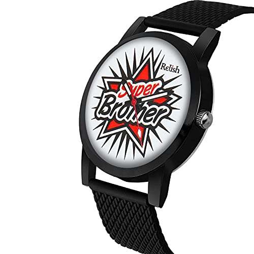 Relish Analogue Watch for Men's & Boys' | Gift for Brother | Black Dial | Black Colored Strap | RE-BB8092 6