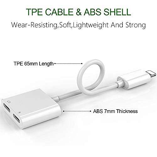 [Apple MFi Certified] Dual 2in1 Lightning Headphone Audio & Charger Adapter Splitter for iPad,2 Pack iPhone Headphone Adapter for iPhone 14/13/ 12/11/ XS/XS Max/XR/X/ 8/8plus/7/7 Plus/iPad 5