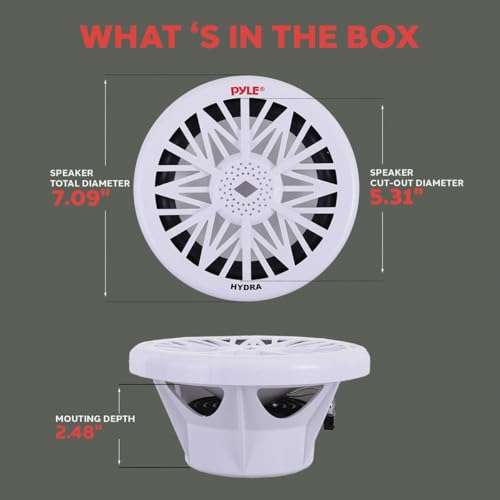 Pyle PLMRW8 8-Inch Outdoor Marine Audio Subwoofer - 400 Watt Single White Waterproof Bass Loud Speaker For Marine Stereo Sound System, Under Helm or Box Case Mount in Small Boat, Water Vehicle 3
