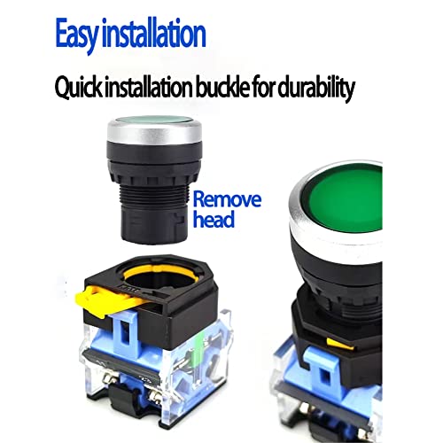 22mm Emergency Stop Button and Green Momentary Push Button Combo, Mushroom Head E-Stop Switch for Industrial Automation & Control Panels 5