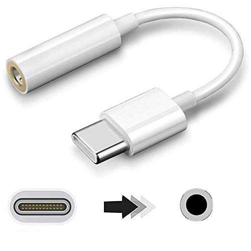 Type-C to 3.5 MM Jack for Realme GT 5G / Realme G T 5G Type-C to 3.5 MM Audio Jack Adapter Converter for CDLA Type, Earphone Hands-Free Noise Cancelling Connector Splitter (Jeck, 1C-AA, White) 1