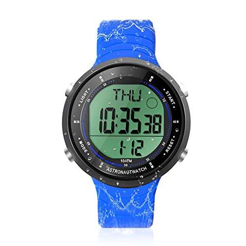 10 ATM 100m Waterproof Digital Sports Watch for Swimming and Diving, with Functions of Chronograph, Stopwatch, Timer, Countdown, Calendar, Dual Time Zone, Alarm Clock, 12 or 24 Hour Format Switchable 1
