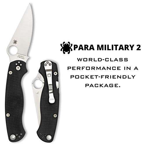 Spyderco Para Military 2 Signature Left-Handed Knife with 3.42" CPM S30V Steel Blade and Durable G-10 Handle - PlainEdge - C81GPLE2 2