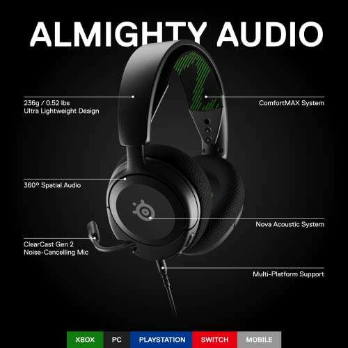 SteelSeries Arctis Nova 1X Gaming Headset - Signature Arctis Sound - ClearCast Gen 2 Mic - Xbox Series X|S, PC, PlayStation, Switch, and Mobile 2