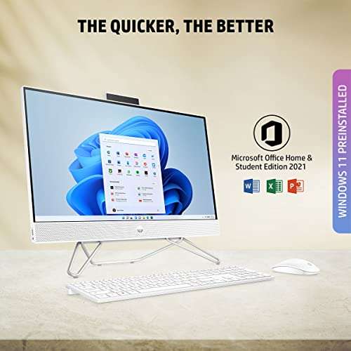 HP All-in-One PC 12th Gen Intel Core i5-1235U 24-Inch(60.5 cm) FHD Anti-Glare Desktop (8GB RAM/1TB HDD+256GB/Win 11/Wireless Keyboard and Mouse Combo/MSO/IR Privacy Camera/Starry White) 24-cb1902in 5