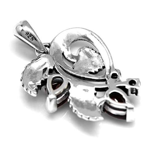 Silvershake 1.16ct. Natural Garnet 925 Sterling Silver Leaf Vintage Style Pendant with 18 Inch Chain Necklace 3