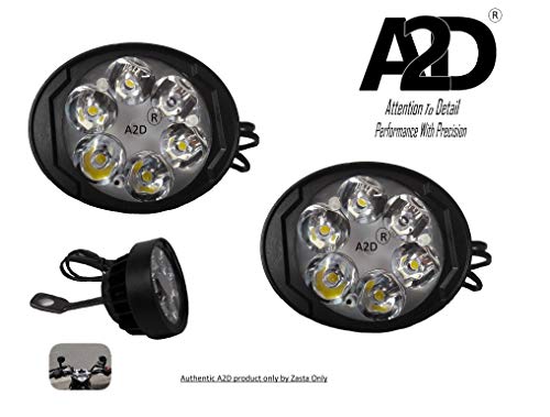 A2D 6 LED Handle Mirror Mount Fog Light for TVS Scooty Streak (Set of 2)
