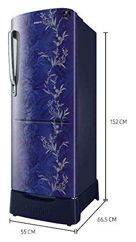 Samsung 230 L 3 Star Inverter Direct-Cool Single Door Refrigerator (RR24T285Y6U/NL, Base Stand with Drawer, Mystic Overlay Blue) 3