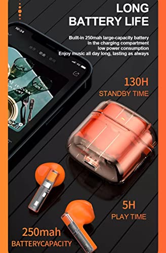 Printme™ New Launch, Earbuds TWS, Gaming Transparent Earbuds, ENC Noise Reduction 200 MAH Battery, 49 ms Latency Gaming Mode, IPX5 Water Resistance [Orange] 2