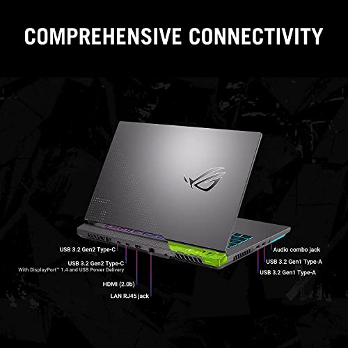 ASUS ROG Strix G15 (2022), 15.6"(39.62 cms) FHD 300Hz/3ms, AMD Ryzen 7 6800H, RTX 3060 6GB Graphics, Gaming Laptop (16GB/1TB SSD/90WHrs Battery/Windows 11/Office 2021/Green/2.3 kg), G513RM-HF274WS 3