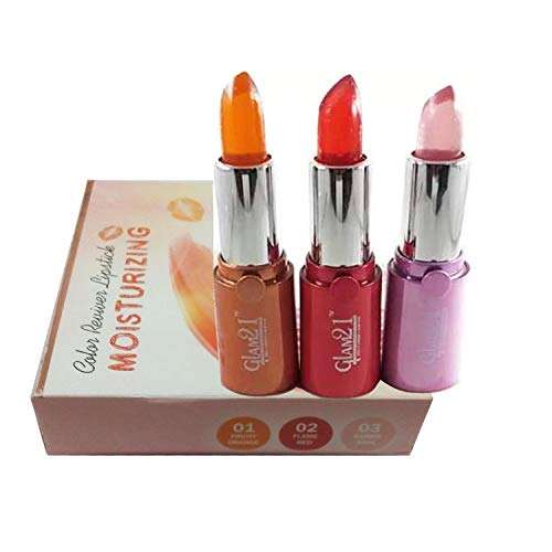 GLAM21 COLOR REVIVER MOISTURIZING LONG LASTING JELLY LIPSTICK 3.6 GM+1 FRUITY ORANGE LIPSTICK 2.5 GM +1 RED COLOR REVIVER MOISTURIZING LONG LASTING JELLY LIPSTICK 3.6 GM (PACK OF 3) 1