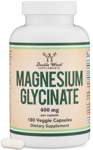 Double Wood Supplements Magnesium Glycinate 400mg | 180 Capsules | Sleep, Muscle, & Heart Support | Vegan, Third Party Tested, Gluten Free, Non-GMO 1