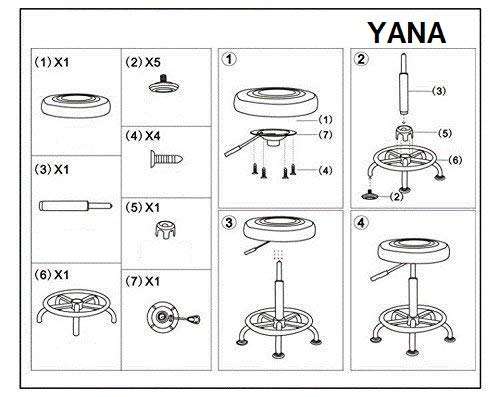 YANA Adjustable Stool-Doctor/Kitchen Stool/Office Stool/Chair/Cafeteria Stool/Bar Stool (Black) (Set of 2) 6