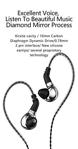 Linsoul BLON BL03 in Ear Monitor, HiFi 10mm Carbon Diaphragm Dynamic Driver in-Ear Earphone IEM with 0.78mm 2pin Detachable Cable (with Mic, Silver) 2