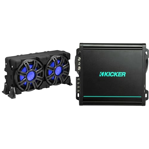 Kicker 51MWLE104 - MWE 10-Inch Loaded Premium Marine Sub Encl w/Passive Radiator 4ohm & 48KMA8001 Marine Amp Bundle 1