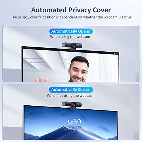 NexiGo HelloCam, 1080P Webcam with Windows Hello, True Privacy, Automatic Electronic Shutter, Computer Camera, Microphone, Facial Enhancement, HD USB Web Cam 3
