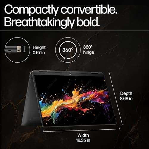 HP Spectre x360, Intel Core Ultra 7 155H, Built-in AI, 14-inch (35.6 cm), 2.8K, 32GB LPDDR5x, 1TB SSD, Intel Arc Graphics, 9MP IR Camera w/Camera Shutter (Win 11, MSO 2021, Black, 1.34 kg), eu0666TU 4