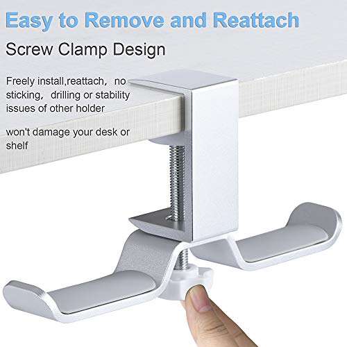 Yueranhu Headphone Holder Hanger Headset Stand Foldable Aluminum Headset Hook, Under Desk for All Headphones Size 3
