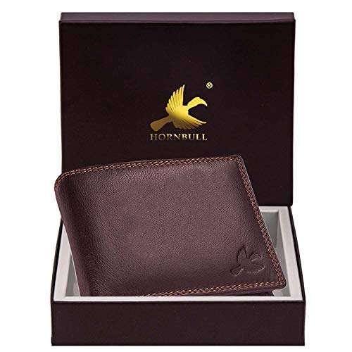 Hornbull Men's Stella Brown Genuine Leather RFID Blocking Wallet 1