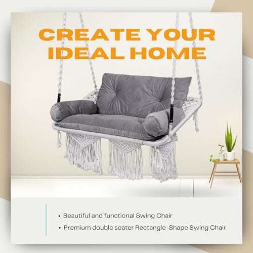 Swingzy Make in India Hammock Hanging Rope Swing-Comfort Durable Yard Striped Foldable Hanging Swing/Hanging Bed for Camping & Outdoor Activities, Indoor Backyards Single Person (197 cm x 80 cm, Red) 6