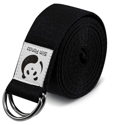 Slim Panda Yoga Strap for Stretching, (10+ Colors,6 Feet/8 Feet) Yoga Bands with Adjustable D-Ring Buckle, Cotton Yoga Belt for Fitness, Yoga, Pilates, Physical Therapy, Improve Flexibility 1