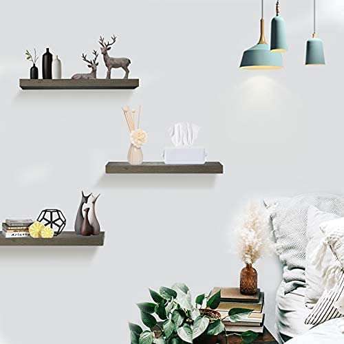 VM DECOR 20 Inch Floating Shelves for Wall Set of 3, Rustic Wall Mounted Ledge Shelf for Bathroom, Bedroom, Living Room 4