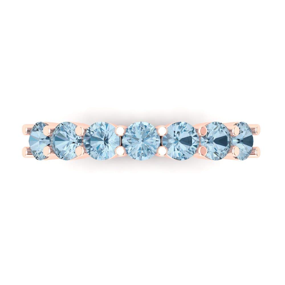 Clara Pucci 1.05Ct Round Cut Synthetic Blue Moissanite 14k Rose Gold Bridal Engagement Wedding Desginer Stackable Band SZ 3.5 1