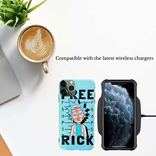 QuAngy Case for Apple iPhone – Colorful & Aesthetic Rick-Morty Cool Fun case with Cartoon Designs - 360 Protection -Bumper Shock Resistant - Wireless Charging Compatible (for 11 Pro Max, Free Rick) 4