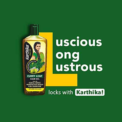 Karthika Curry Leaf Hair Oil, Controls Hairfall, Promotes Hair Growth, Visibly Darker Hair, with Goodness Of Amla and Bhringraj, 200ml 3