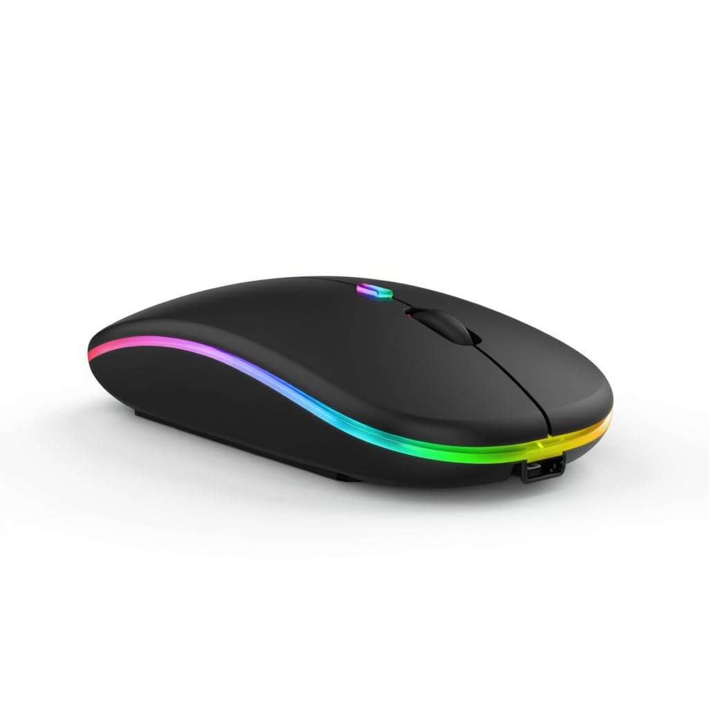 SNAPPSY Wireless Mouse | DualMode Bluetooth & 24GHz Connectivity Rechargeable Battery, Luminous LightBlue Glow for Notebook, Desktop, Laptop, 3