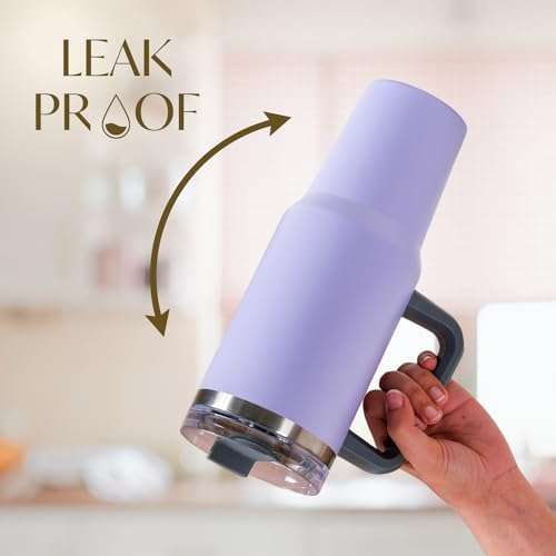 Nestasia 1.2L Tumbler with Lid & Straw | Insulated Reusable Stainless Steel Water Bottle | Leak Proof Mug for Office, Gym, Travelling (Purple) 3