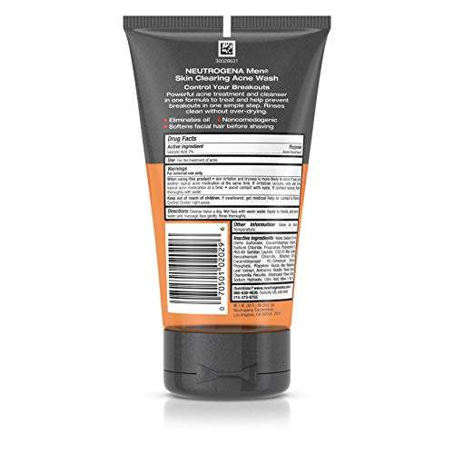 Neutrogena Men Skin Clearing Daily Acne Face Wash with Salicylic Acid Acne Treatment, Non-Comedogenic Facial Cleanser to Treat & Prevent Breakouts, 5.1 fl. oz 5