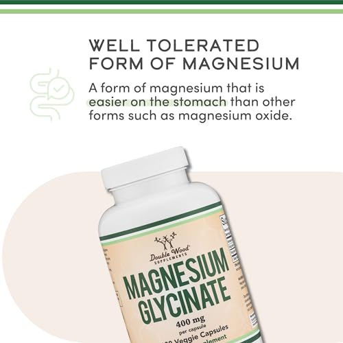 Double Wood Supplements Magnesium Glycinate 400mg | 180 Capsules | Sleep, Muscle, & Heart Support | Vegan, Third Party Tested, Gluten Free, Non-GMO 3