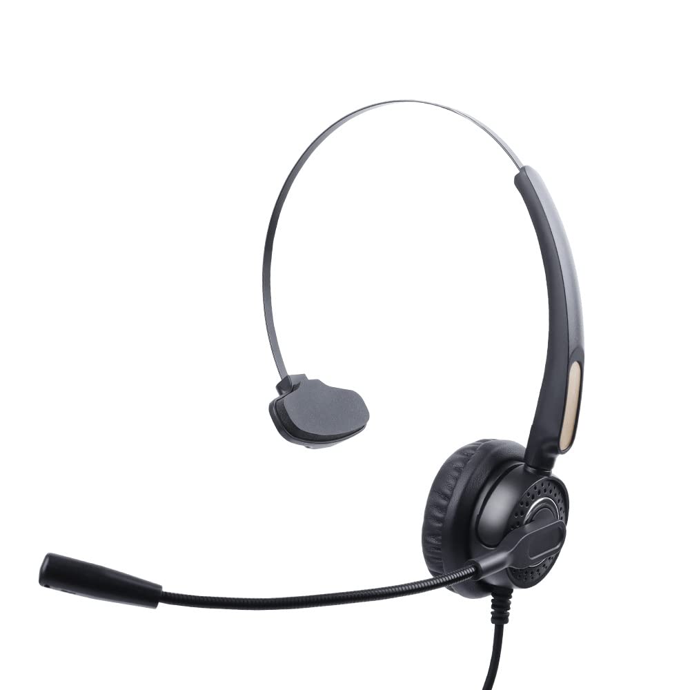 axGear Mono Office Headphone with Microphone Headset with RJ9 Jack & 3.5mm Connector 1