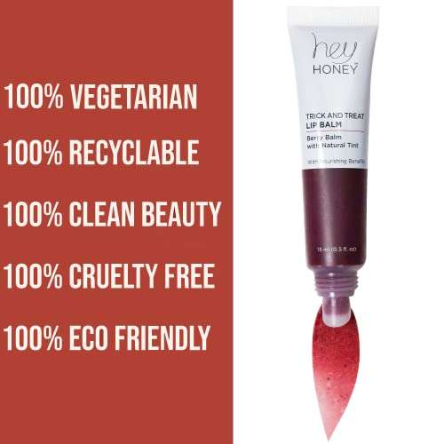 Hey Honey Skincare Trick and Treat Honey Berry Plumping Lip Balm | 2 In 1 Natural Tint with Hydrating & Moisturizing Properties | Targeting Your Lips Area Wrinkles | 0.5 oz (Honey Berry) 4
