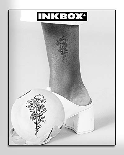 Inkbox Temporary Tattoos - Amore - Kit Semi Permanent Tattoos - Includes Primer Wipe and One 4x4in Tattoo with For Now Ink. Applies in 1-2 Minutes. Lasts 1-2 Weeks. Peony Flower Design