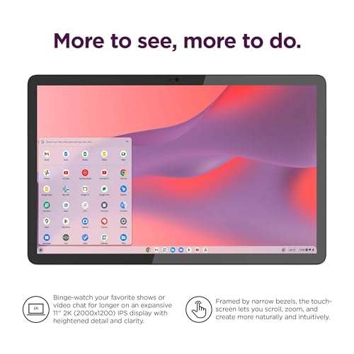 Lenovo Chromebook Duet 3 2-in-1 Laptop Tablet w/Detachable Keyboard (11" QHD IPS Touchscreen, 8-Core Qualcomm CPU, 8GB RAM, 128GB eMMC) Lenovo USI Pen, 8MP Webcam, Wi-Fi, Chrome OS, Grey 3