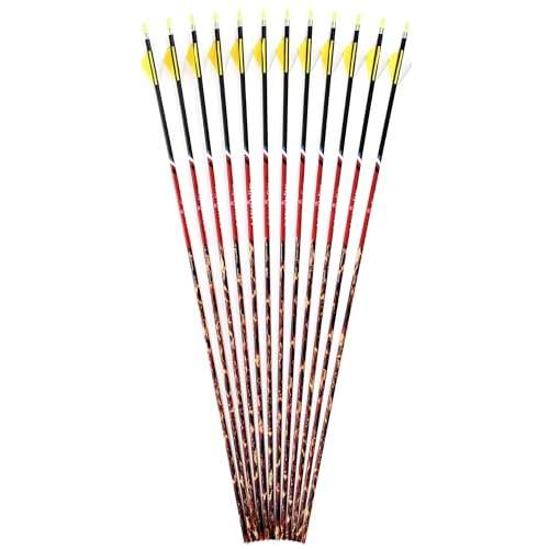 Linkwin Camo Series Hunting Carbon Arrows 30 inch Spine 300 340 400 500 for Compound Bow Recurve Bow Hunting or Practicing Archery (Combat camo, 500 Spine 30 inch) 6