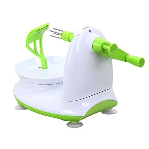 Betzila Apple Slinky Peeler Corer Cutter Manual Machine Manual Firm Pedestal Fruit Apple Peeler + Apple Cutter Corer Machine, White and Green, ABS Plastic 4