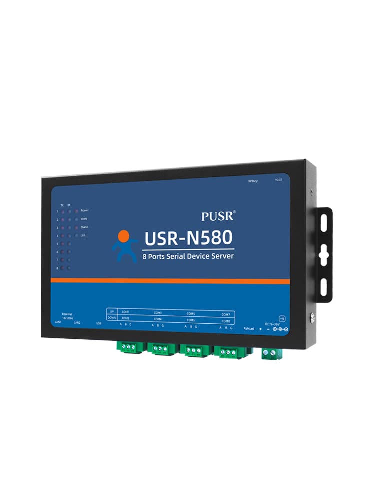 PUSR 8 Ports MQTT Modbus Gateway Support SSL/TLS Edge Computing RS485 Serial to ethernet Converter Device Server USR-N580 1