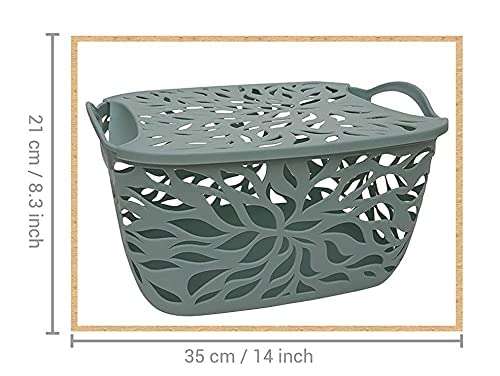 TIED RIBBONS Multipurpose Organizer Basket for Storage Vegetables and Fruit Bathroom Kitchen Storage (Set of 3, Plastic, Large) 4