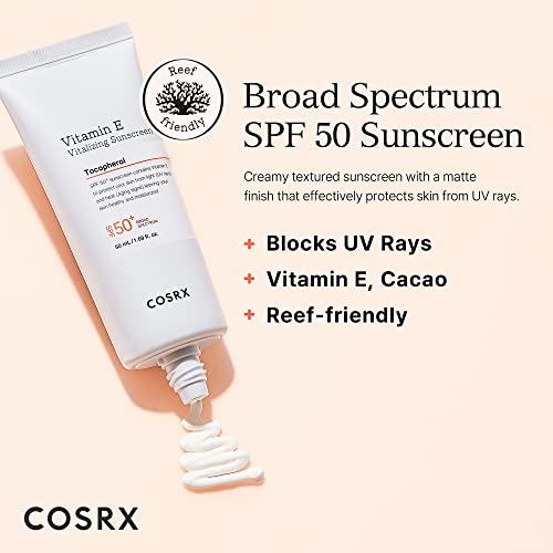 COSRX Daily Spf 50 Vitamin E Sunscreen - Uva/Uvb Protection, Lightweight, No White Cast, Semi Matte Finish, Sebum Balancing, Reef Friendly - All 3