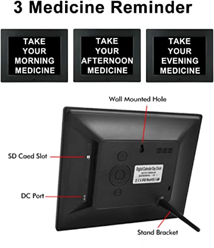 Aowasi Digital Clock Large Display with Date and Day of Week, 8 Alarm Options, Extra Large Digital Clock with Non-Abbreviated Day & Month Alarm Clocks for Seniors Dementia(Black) 3