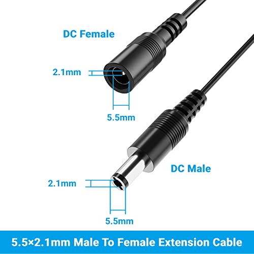 33FT 2.1mm x 5.5mm DC 12V Power Extension Cable 12 Volt Power Supply Adapter Extension Cord Female to Male Plug for CCTV Security Camera 3