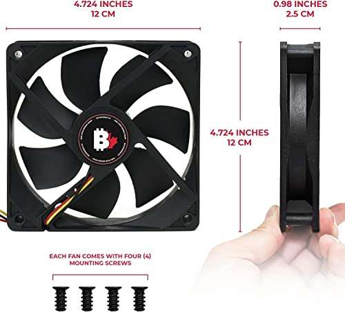High Airflow PC Case Fan - 120mm 4-Pin 3000RPM Dual Ball Bearing Computer Fan with Thin Blades and PWM Control, Cooling for Desktop CPU (3 Pack) 3