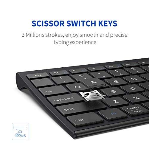 Bluetooth Keyboard for Mac OS, Rechargeable Multi-Device Wireless Keyboard, Ultra Slim Full Size Keyboard with Number Pad, for iPad, iPhone, Mac, iOS, Android, Windows, Laptop, PC, Desktop-Black 3